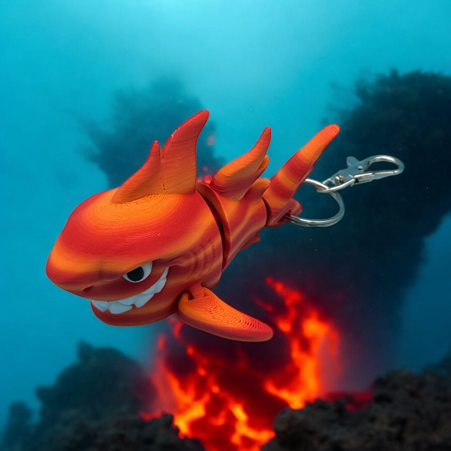 Elemental Fire Shark Bag Charm