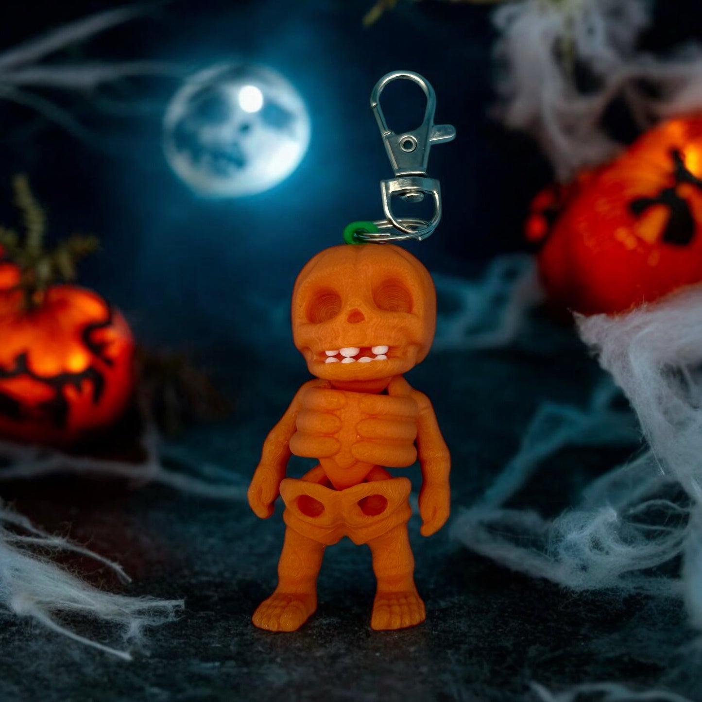 Tiny Skeleton Pumpkin  Bag Charm