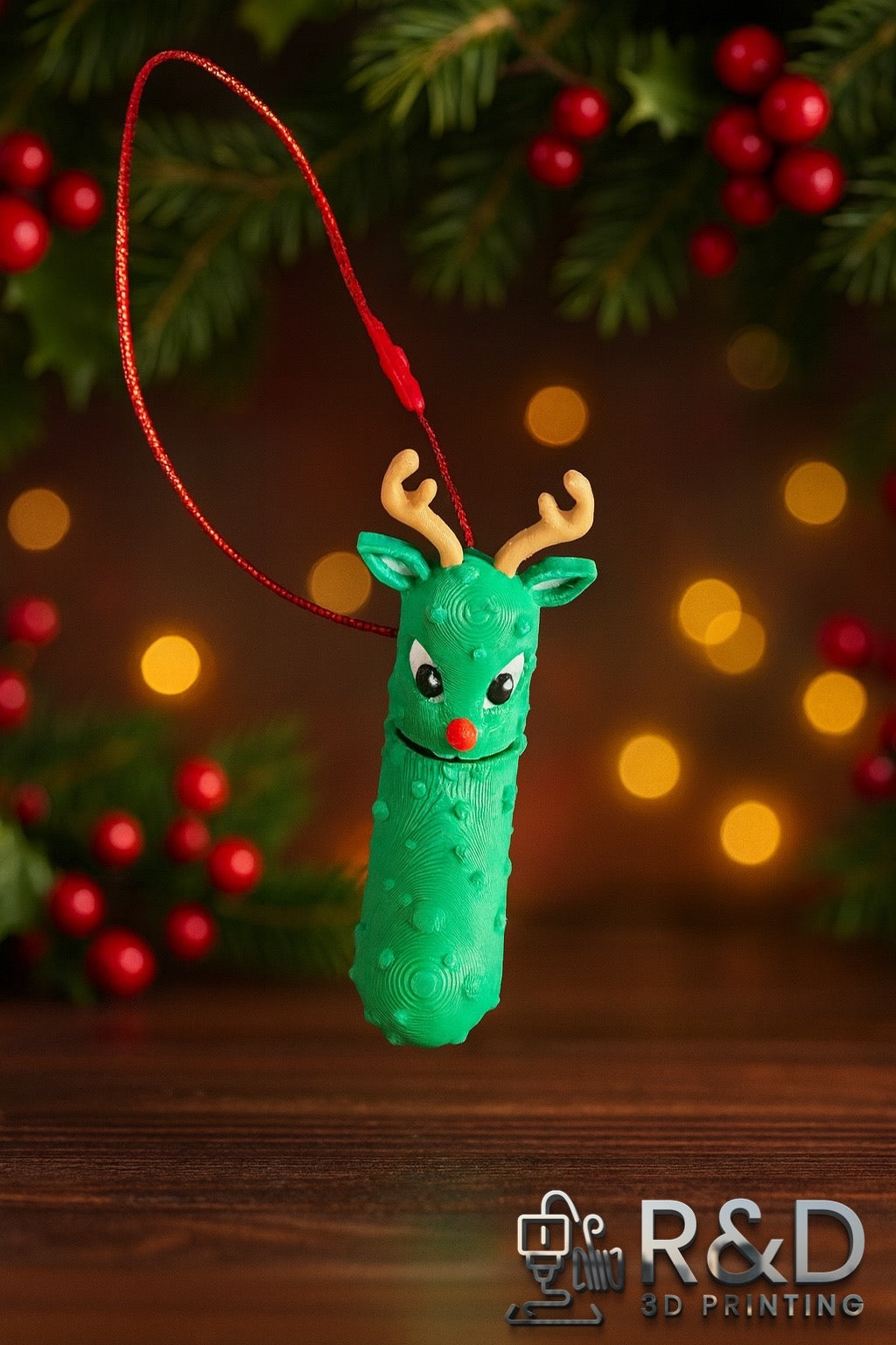 Rudolph the red nose pickle ornament